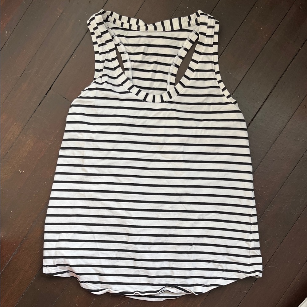 Lululemon Classic Black & White Striped Racerback Tank Top - Women's